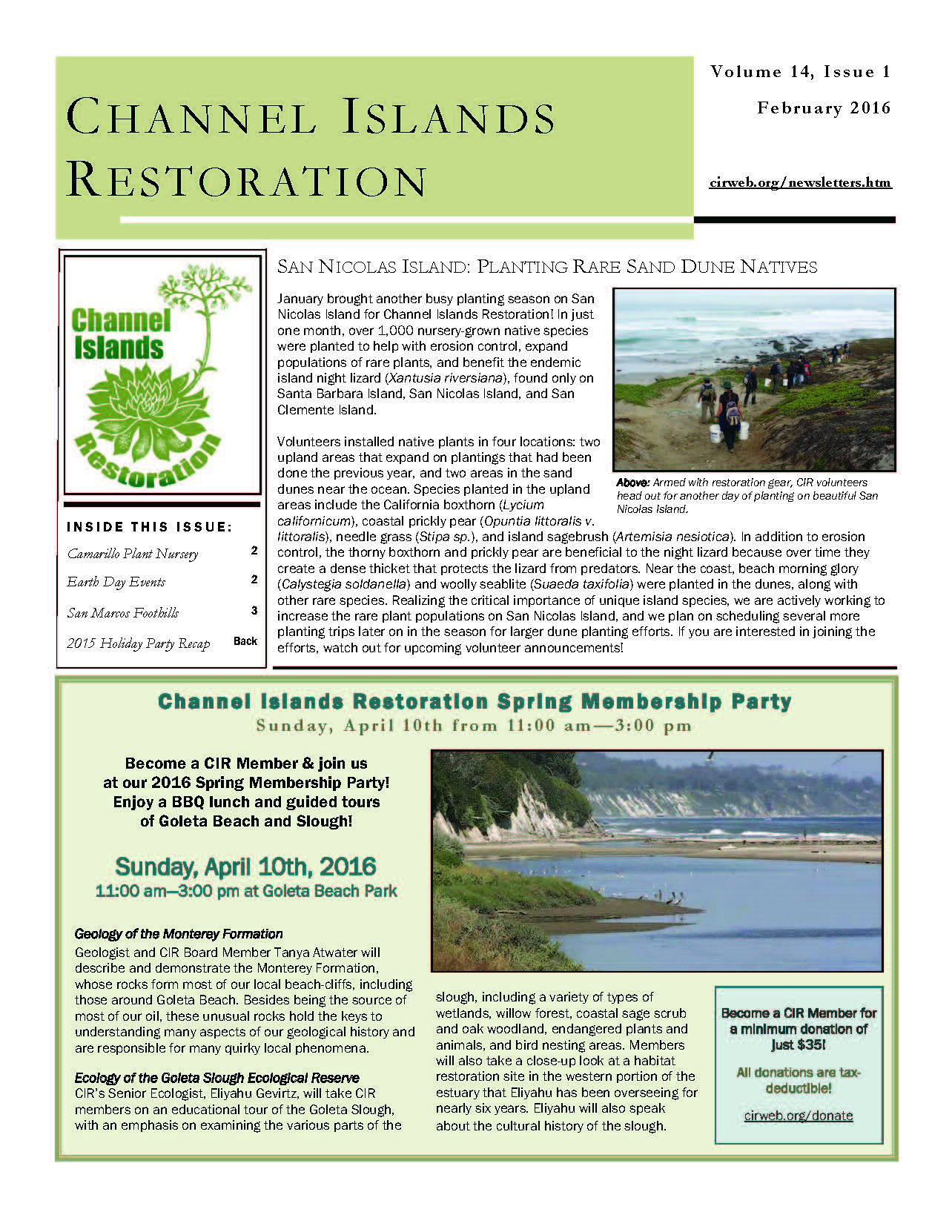 February 2016 CIR Newsletter